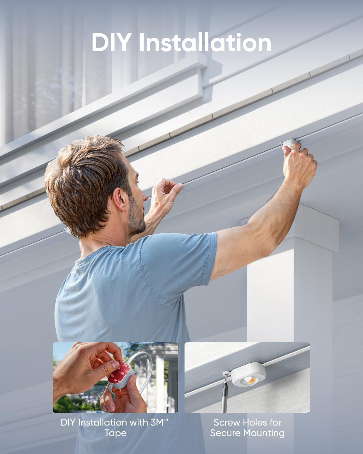 imageeufy Permanent Outdoor Lights E22 100ft with 60 TripleLED Lights Smart RGBWW Daily and Holiday Up to IP67 Waterproof AI Lighting Themes for Halloween Christmas Links with Cameras BlackWhite