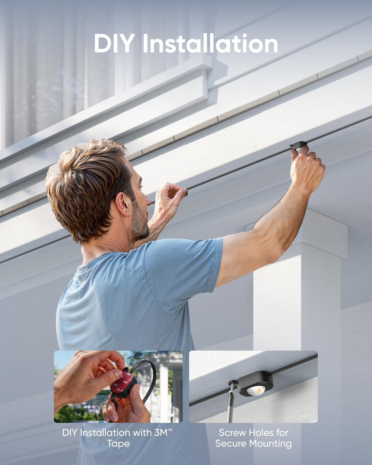 imageeufy Permanent Outdoor Lights E22 100ft with 60 TripleLED Lights Smart RGBWW Daily and Holiday Up to IP67 Waterproof AI Lighting Themes for Halloween Christmas Links with Cameras BlackBlack