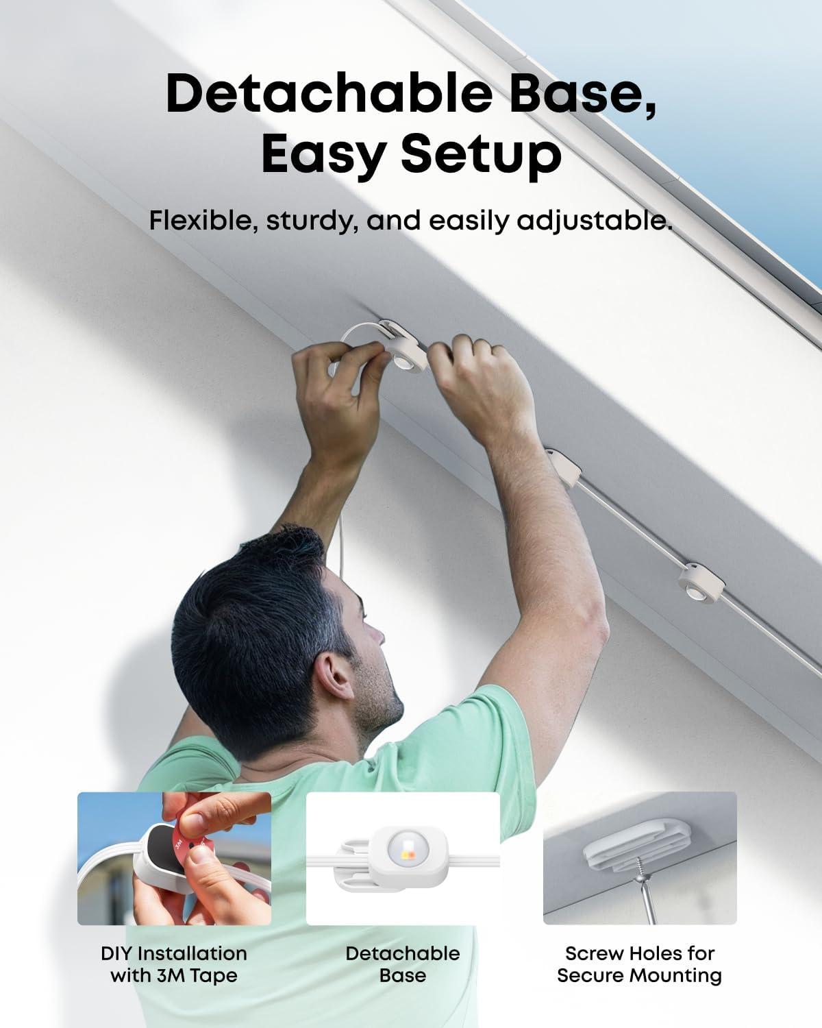 imageeufy Permanent Outdoor Lights S4 3D RadarActivated 200ft with 144 LED Lights Smart RGBWW for Christmas Decorations AI Light Themes Music Mode Matter Support IP67 Waterproof Link with CamerasWhite