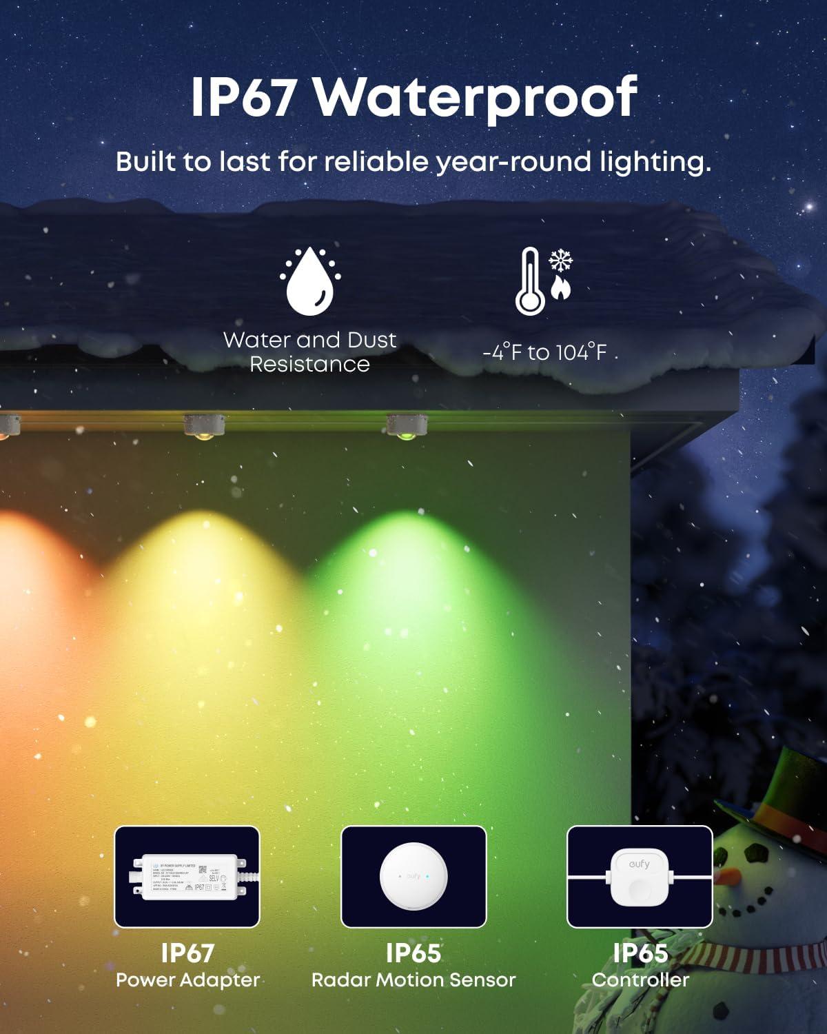 imageeufy Permanent Outdoor Lights S4 3D RadarActivated 200ft with 144 LED Lights Smart RGBWW for Christmas Decorations AI Light Themes Music Mode Matter Support IP67 Waterproof Link with CamerasWhite