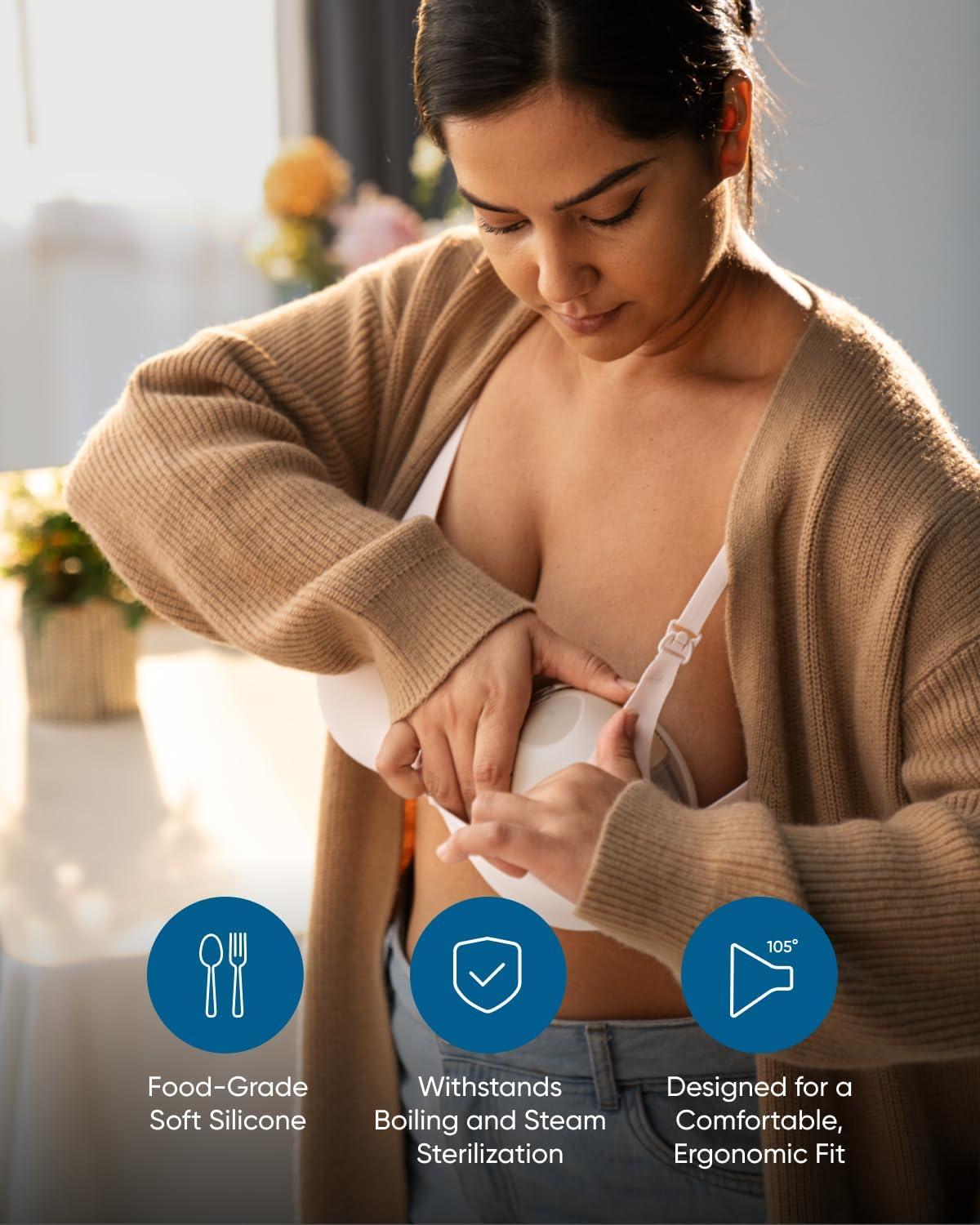 imageeufy Security Heated Wearable Breast Pump S1 Pro Slim HandsFree with IndustryLeading HeatFlow Tech Wireless Charging Case AppControlled OptiRhythm HospitalGrade Suction inBra UseE20S1S1 Pro Flange 27mm2