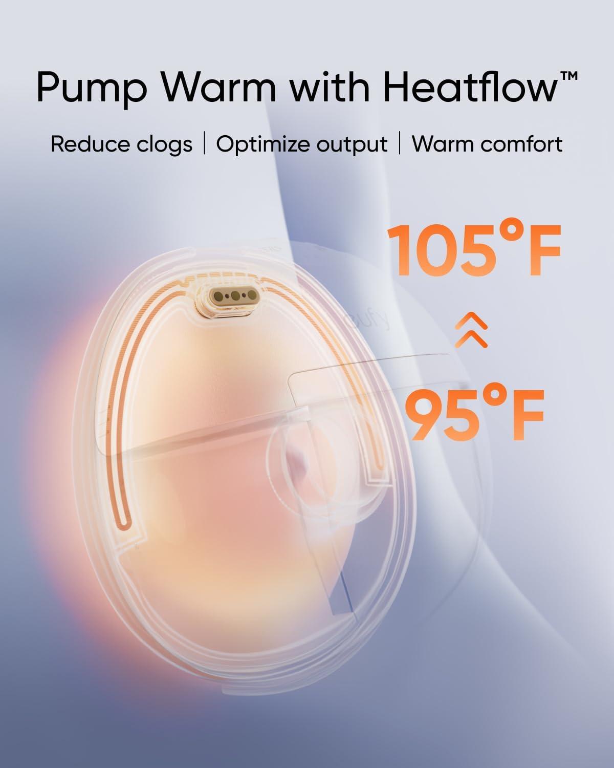 imageeufy Security Heated Wearable Breast Pump S1 Pro Slim HandsFree with IndustryLeading HeatFlow Tech Wireless Charging Case AppControlled OptiRhythm HospitalGrade Suction inBra UseE20S1S1 Pro Flange 27mm2