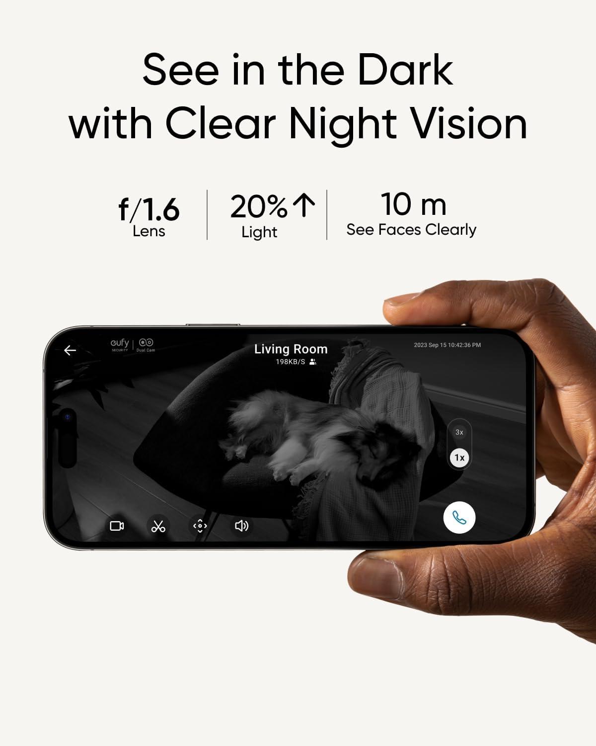 imageeufy Security Indoor Cam S350 with HomeBase 3 Dual Cameras 4K UHD Resolution Security Camera with 8 Zoom and 360 PTZ HumanPet AI DualBand WiFi 6