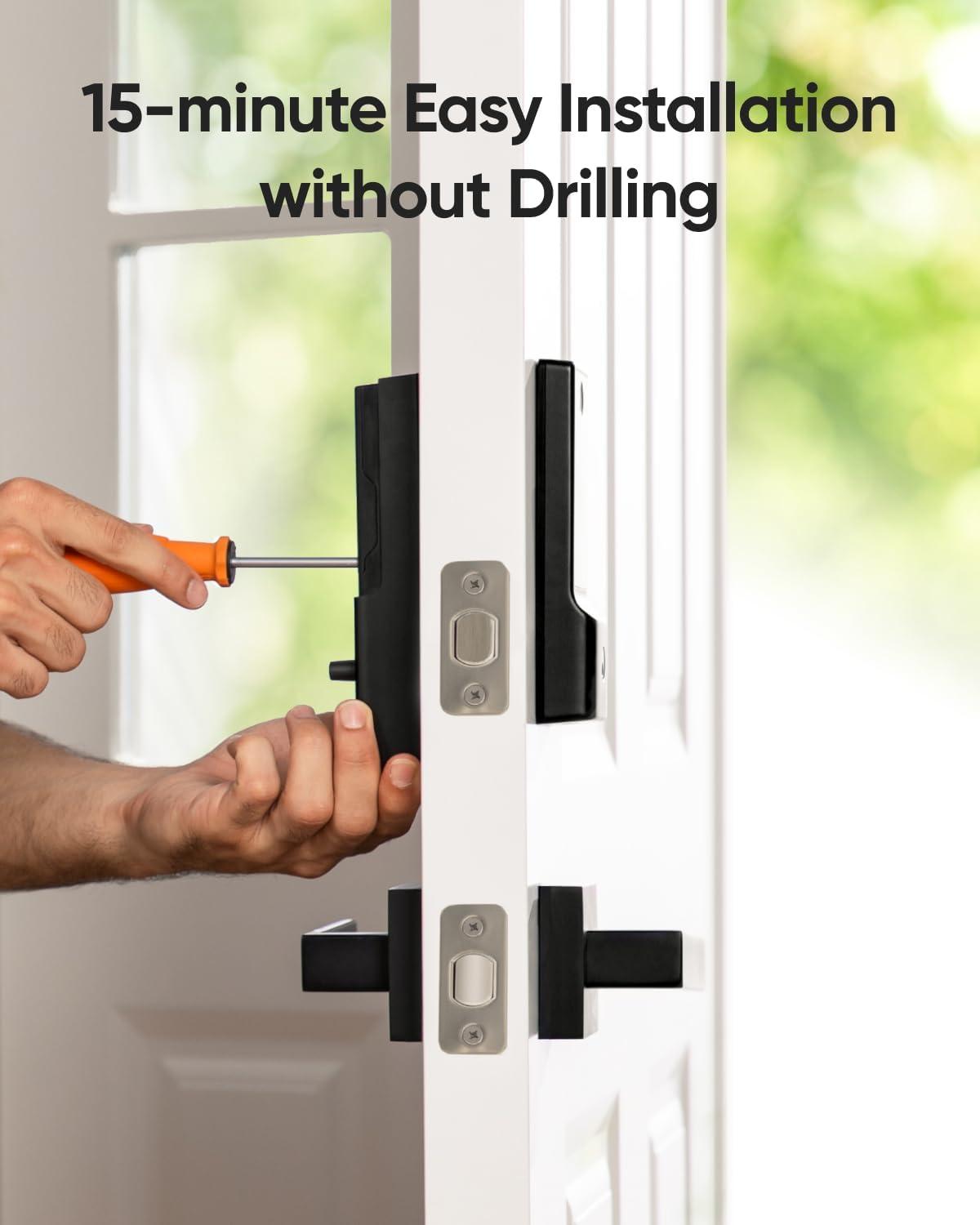 imageeufy Security Smart Lock C220 Fingerprint Keyless Entry Door Lock Builtin WiFi App Remote Control Front Door Smart Lock Deadbolt 8Months Battery Reliable Power IP53 Waterproof BHMA Grade 3Black