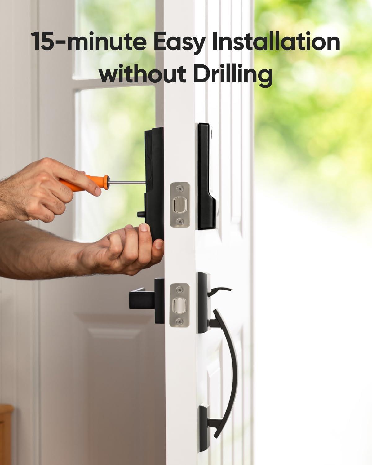 imageeufy Security Smart Lock C220 Fingerprint Keyless Entry Door Lock Builtin WiFi App Remote Control Front Door Smart Lock Deadbolt 8Months Battery Reliable Power IP53 Waterproof BHMA Grade 3Black