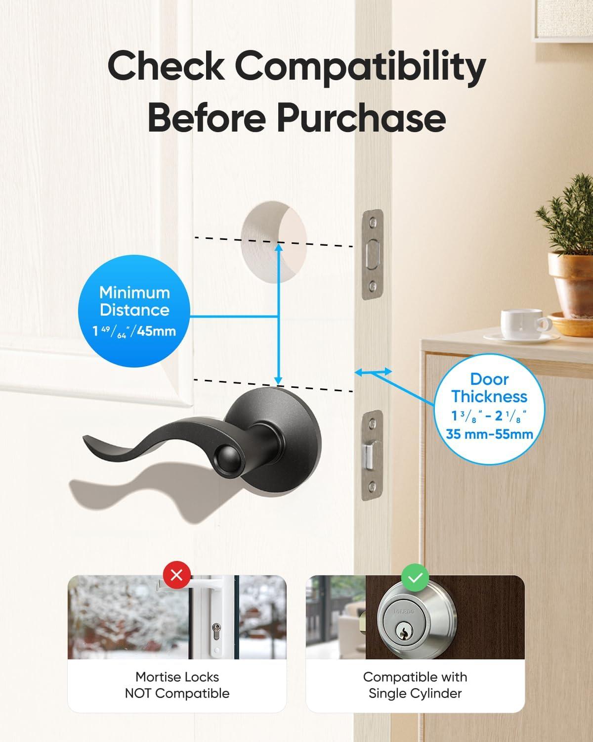 imageeufy Security Smart Lock C220 Fingerprint Keyless Entry Door Lock Builtin WiFi App Remote Control Front Door Smart Lock Deadbolt 8Months Battery Reliable Power IP53 Waterproof BHMA Grade 3Black
