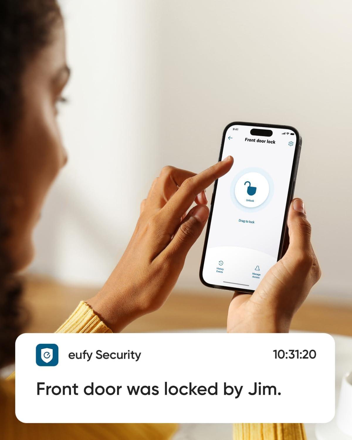 imageeufy Security Smart Lock C220 Fingerprint Keyless Entry Door Lock Builtin WiFi App Remote Control Front Door Smart Lock Deadbolt 8Months Battery Reliable Power IP53 Waterproof BHMA Grade 3Nickel