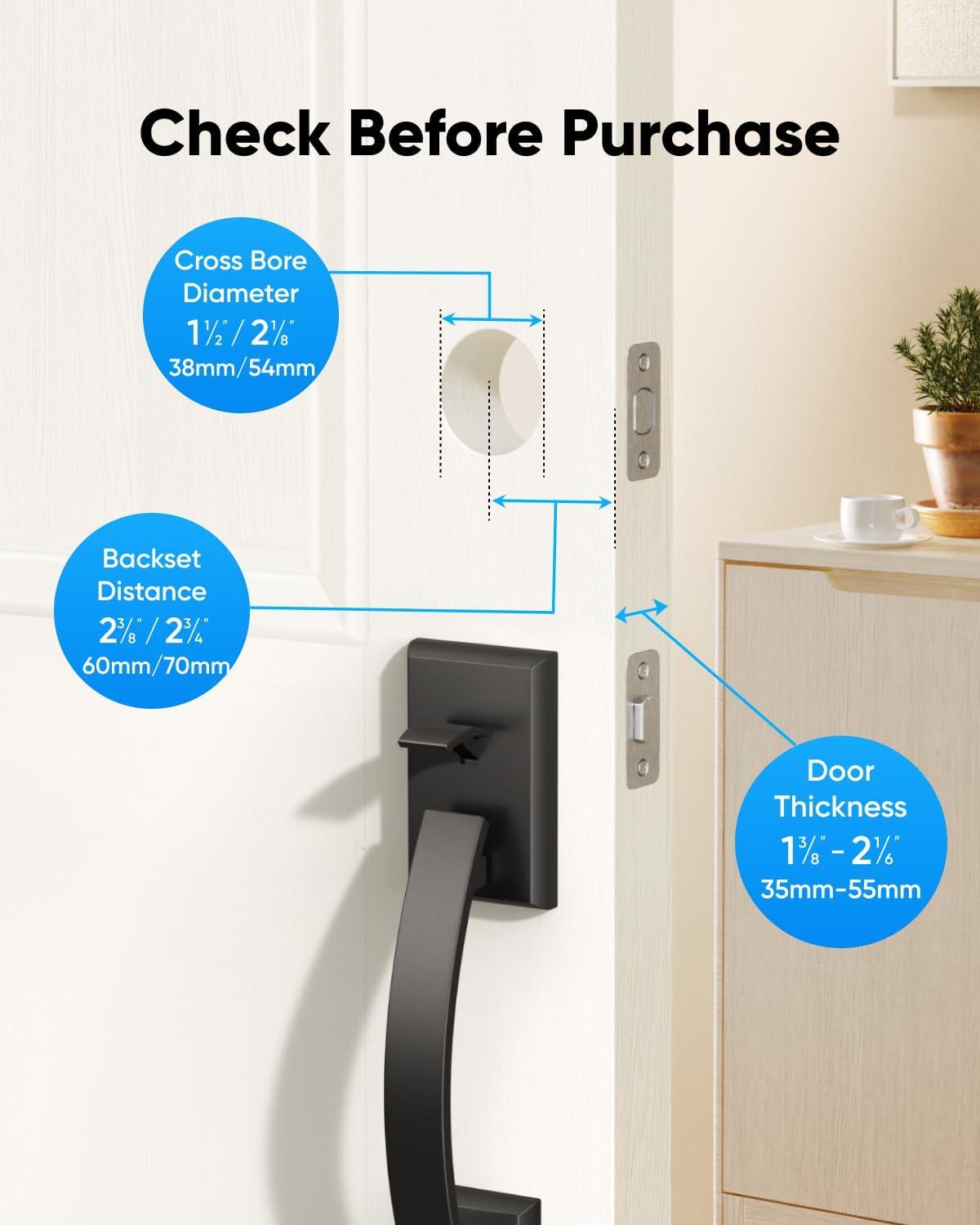 imageeufy Security Smart Lock C220 Fingerprint Keyless Entry Door Lock Builtin WiFi App Remote Control Front Door Smart Lock Deadbolt 8Months Battery Reliable Power IP53 Waterproof BHMA Grade 3Black