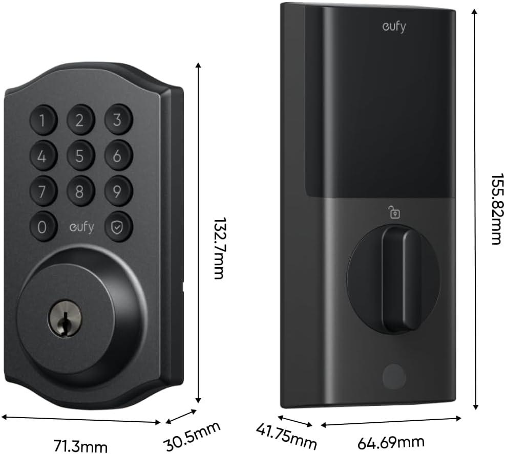 imageeufy Security Smart Lock C30 Keyless Entry Door Lock Builtin WiFi Keypad Deadbolt for Front Door No Bridge Required Easy Installation App Remote Control Reliable Power BHMA Grade 3Black