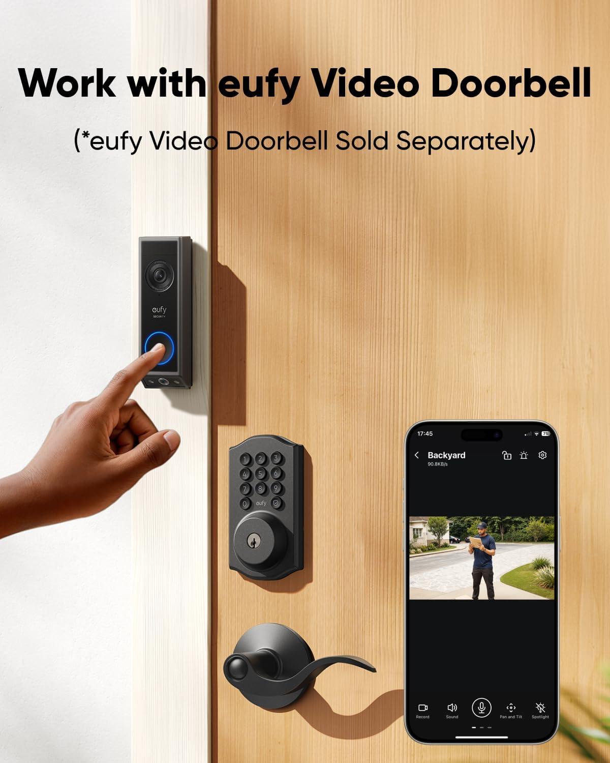 imageeufy Security Smart Lock C30 Keyless Entry Door Lock Builtin WiFi Keypad Deadbolt for Front Door No Bridge Required Easy Installation App Remote Control Reliable Power BHMA Grade 3Black