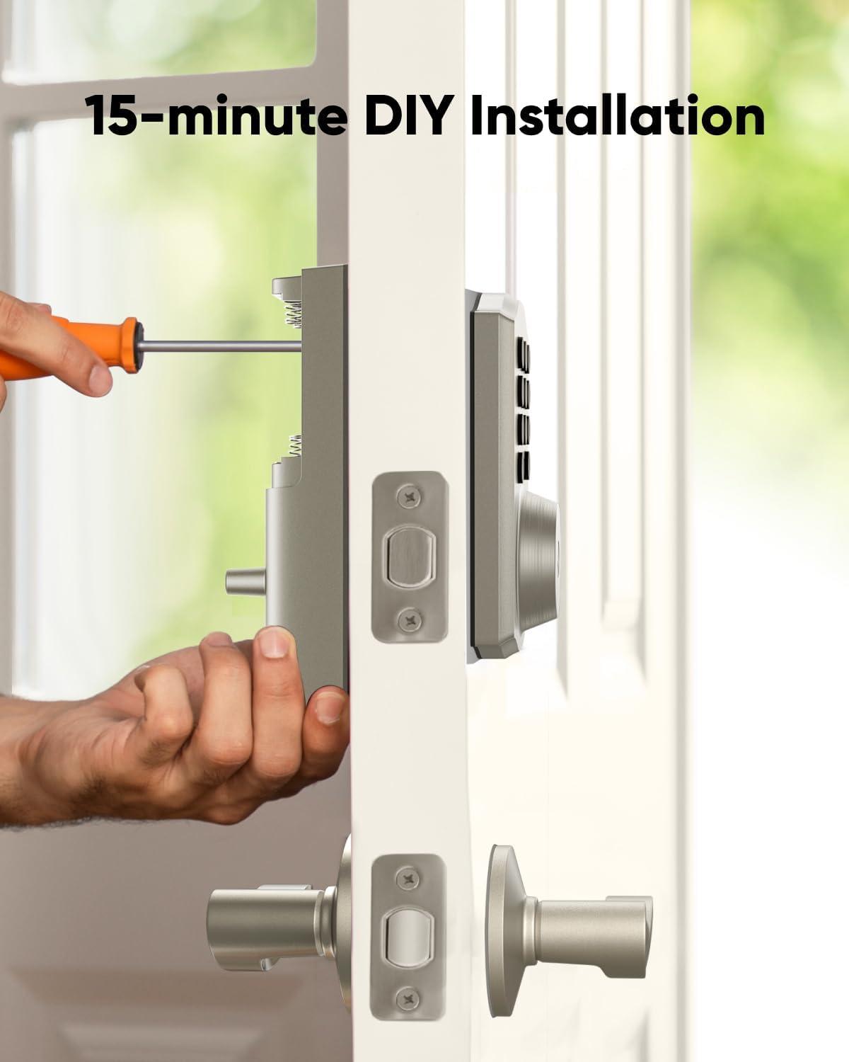 imageeufy Security Smart Lock C30 Keyless Entry Door Lock Builtin WiFi Keypad Deadbolt for Front Door No Bridge Required Easy Installation App Remote Control Reliable Power BHMA Grade 3Nickel