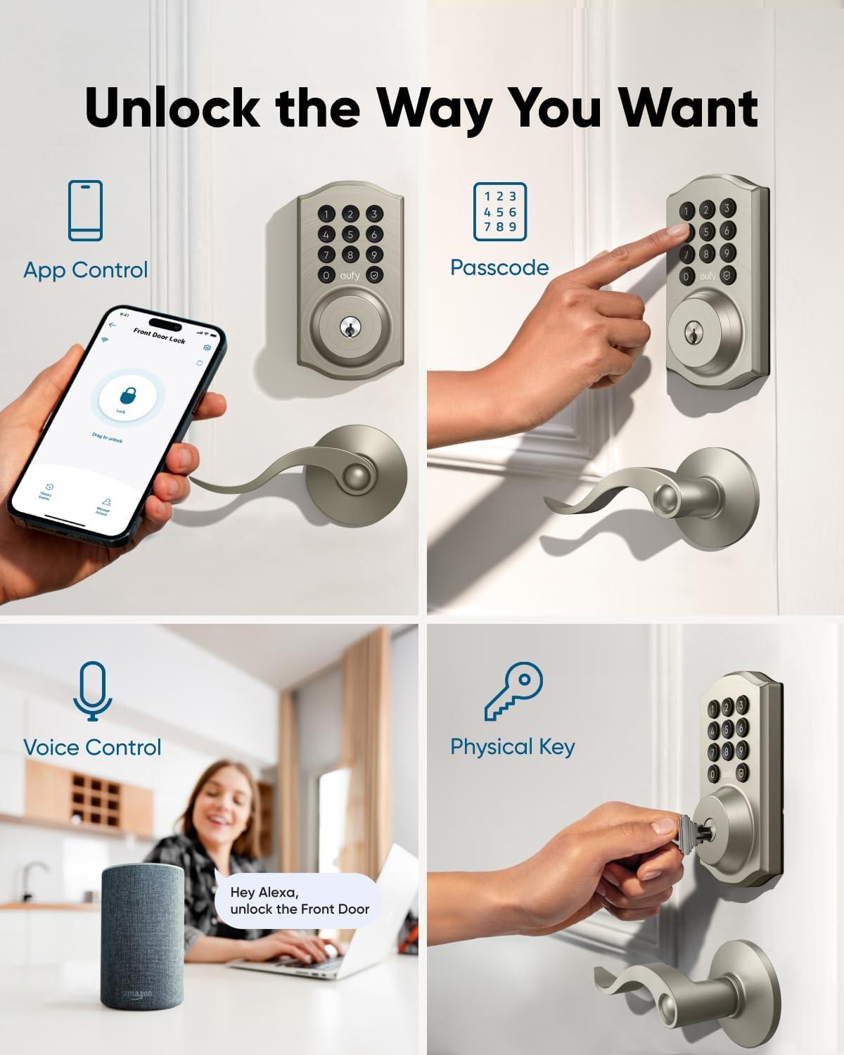 imageeufy Security Smart Lock C30 Keyless Entry Door Lock Builtin WiFi Keypad Deadbolt for Front Door No Bridge Required Easy Installation App Remote Control Reliable Power BHMA Grade 3Nickel
