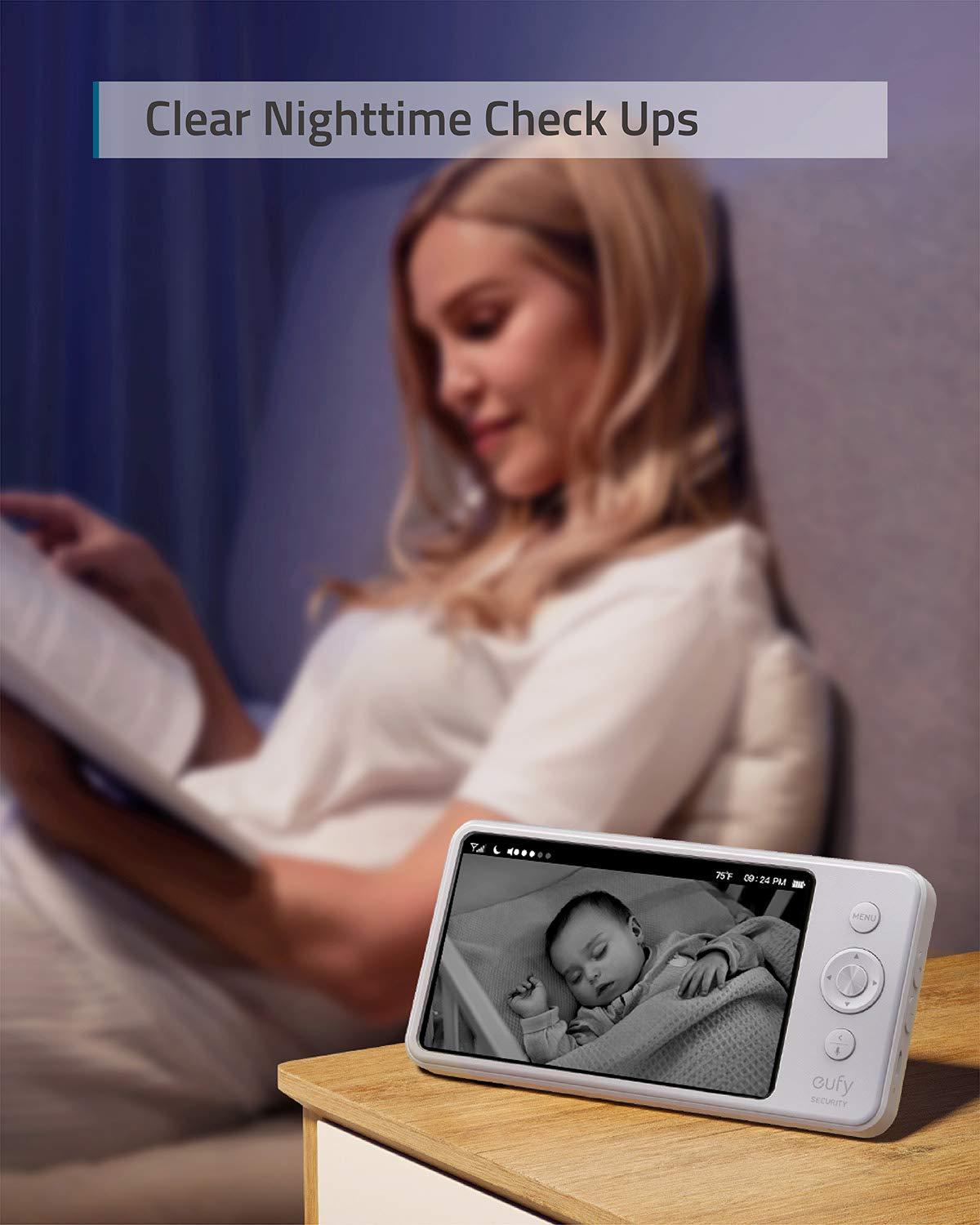 imageeufy Security SpaceView Pro Video Baby Monitor E210 with 5quot Screen TwoWay Audio Security Camera 720p Pan ampamp Tilt Night Vision Lullaby Player Wide Angle Lens Not Included No App Required