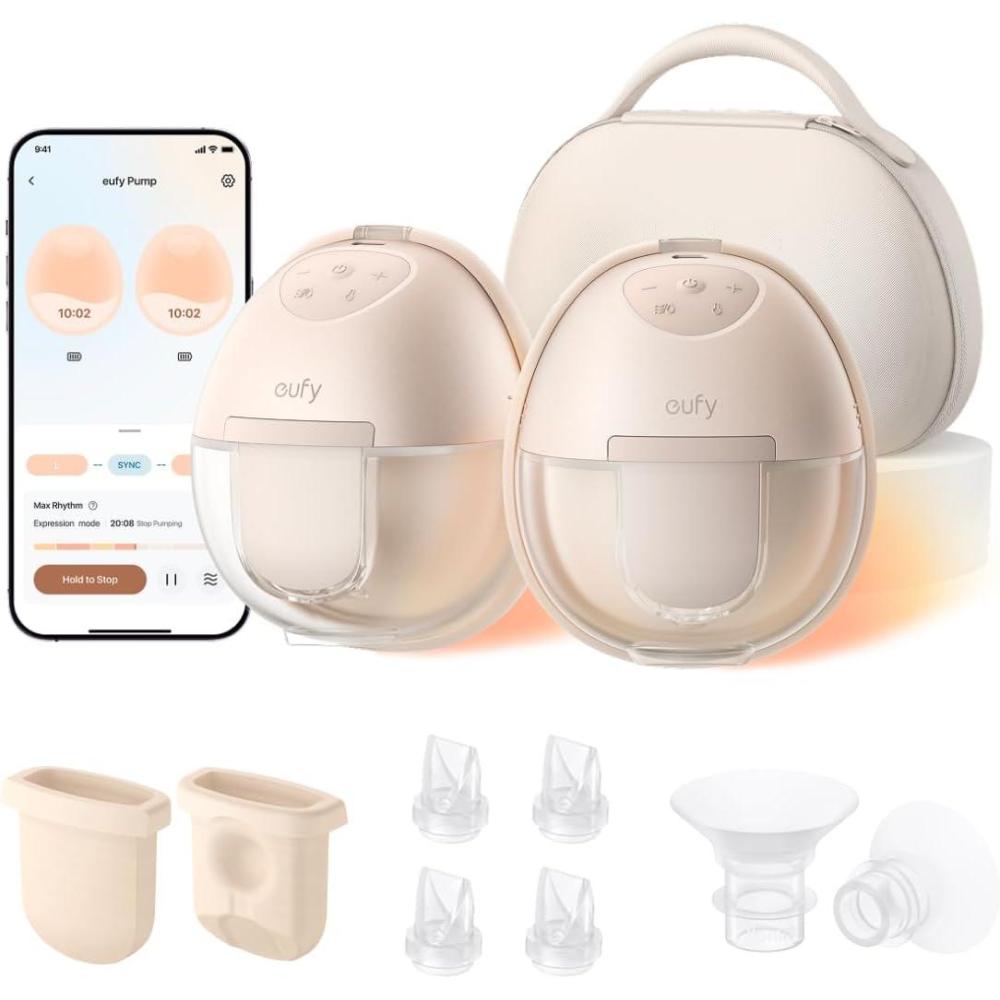 imageeufy Heated Wearable Breast Pump S1 Pro with Original Diaphragm 2Pack Original Duckbill Valvue 4Pack and Security Original 15mm Sizing Inserts 2Pack Slim HandsFree Breast Pump