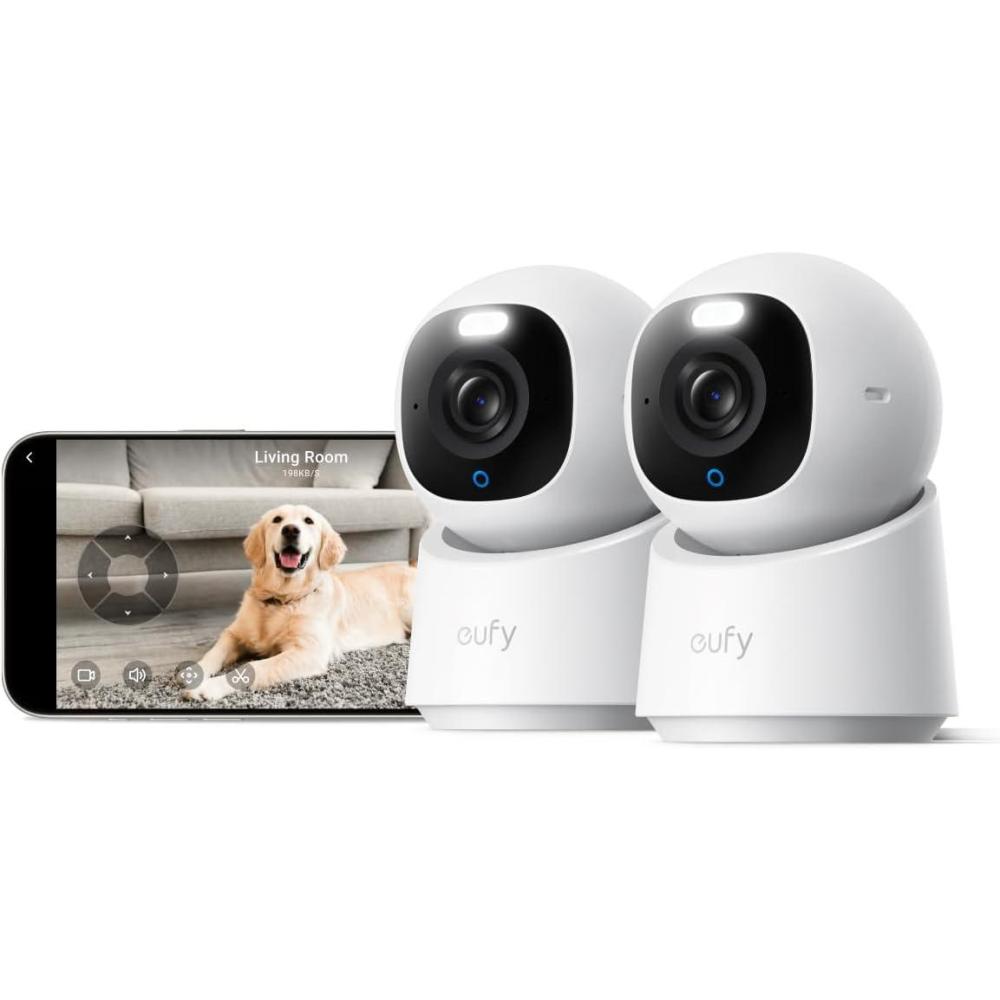 imageeufy Indoor Cam E30 Latest Generation 4K UHD Security Camera PetDogBaby Camera with Phone app Color Night Vision HumanPet Auto Tracking 360 PanTilt Works with Homekit2Pack