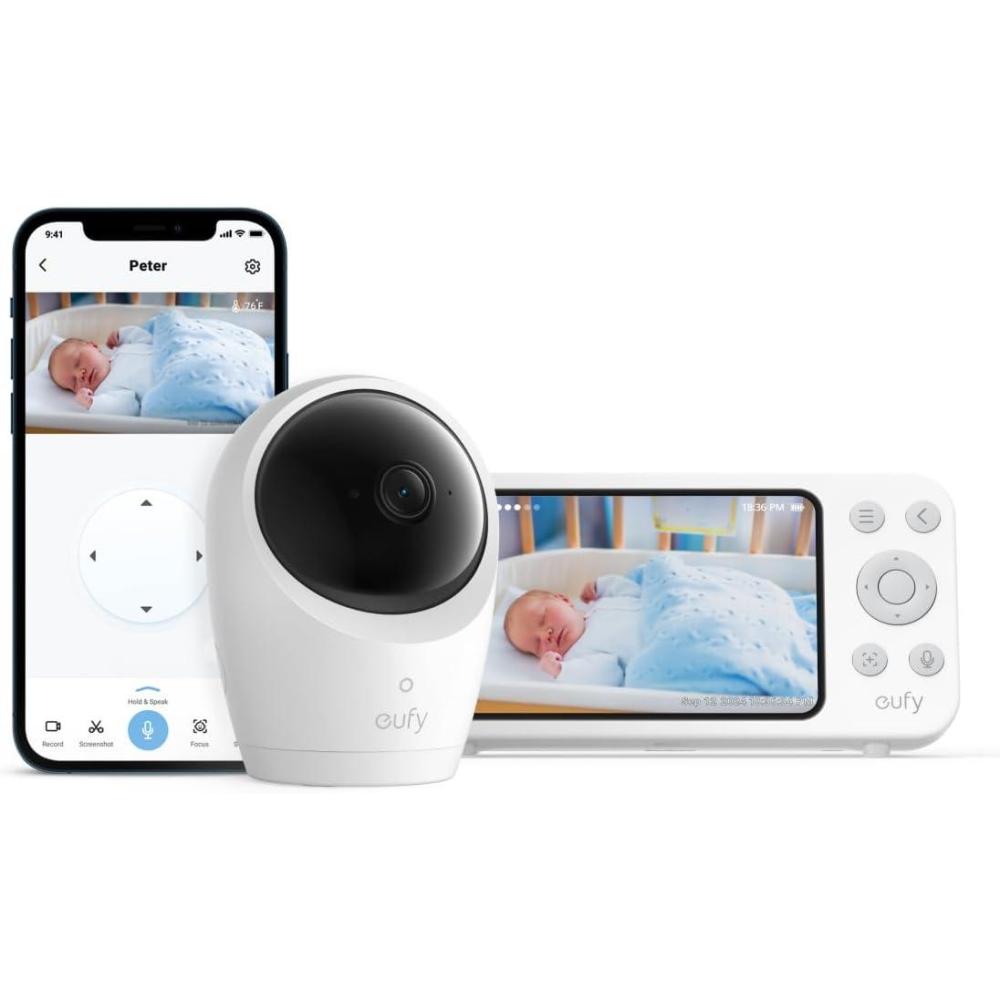 imageeufy Security Baby Monitor E20 with 2K HD Camera 5 720p Display Hybrid WiFi ampamp No WiFi Connection PanTilt 4X Zoom Portable Camera with Builtin Battery 247 Recording in App ANR