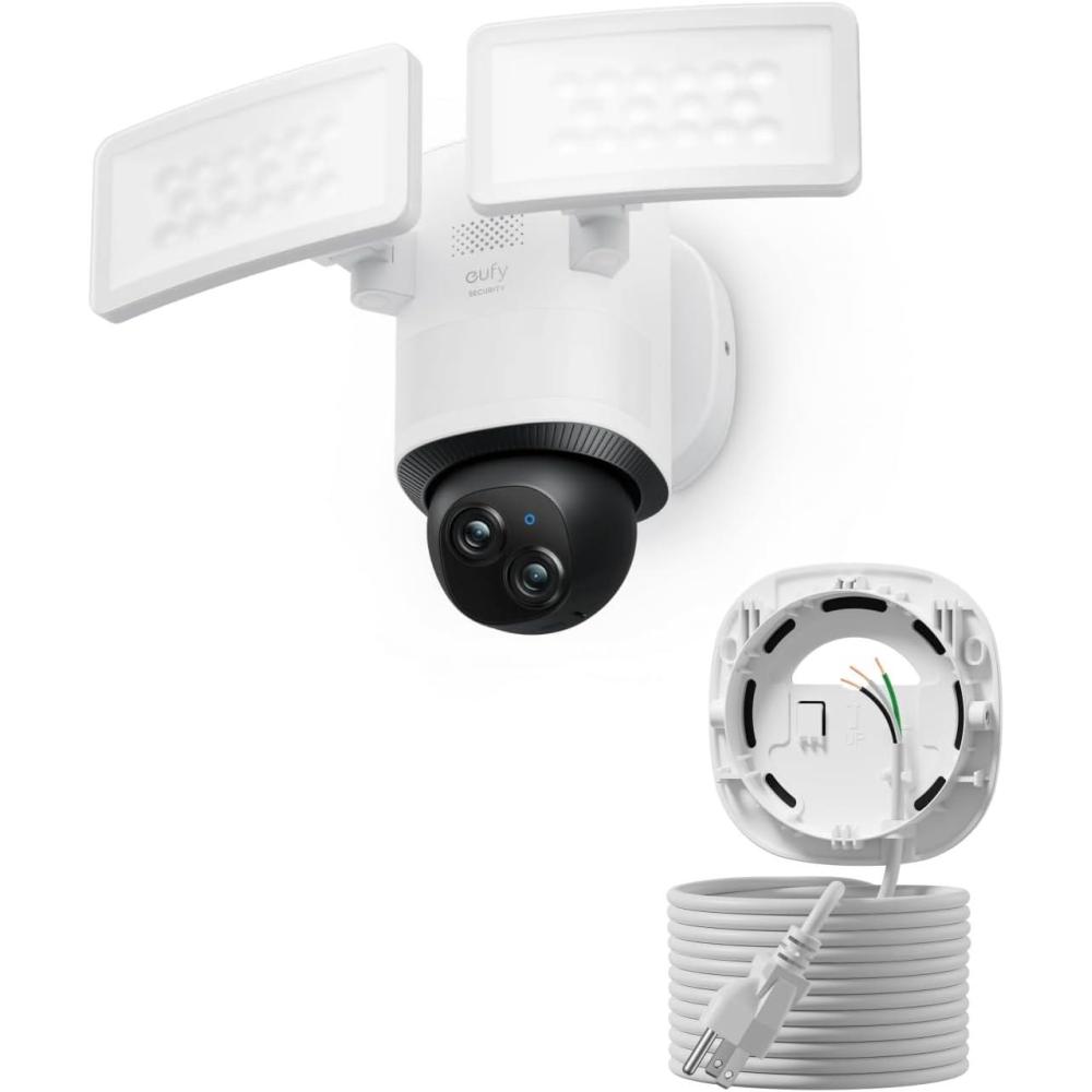 imageeufy Security Camera Floodlight Camera E340 Wired Security Camera Outdoor 360 PTZ 247 Recording 24G5G WiFi 2000 LM Motion Detection BuiltIn Siren Dual Cam HB3 Compatible No Monthly Feewith Plugin Power