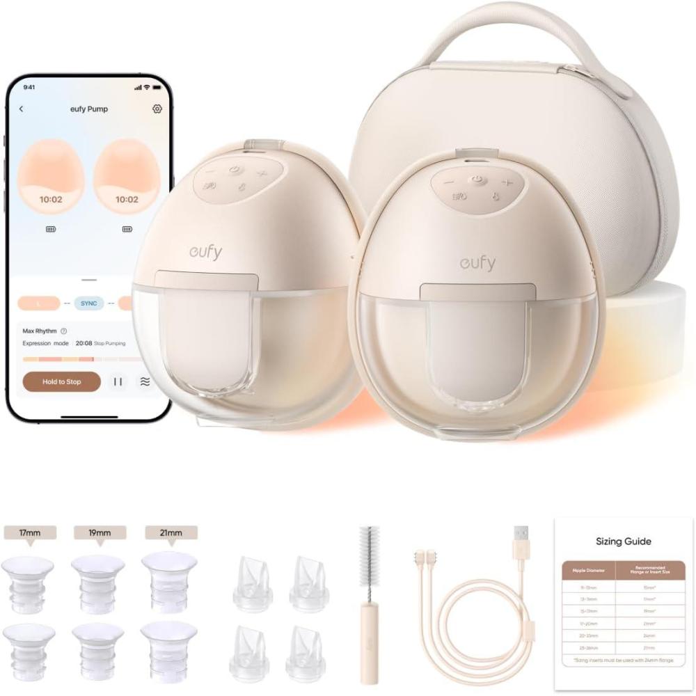 imageeufy Security Heated Wearable Breast Pump S1 Pro Slim HandsFree with IndustryLeading HeatFlow Tech Wireless Charging Case AppControlled OptiRhythm HospitalGrade Suction inBra UseBreast Pump S1 Pro