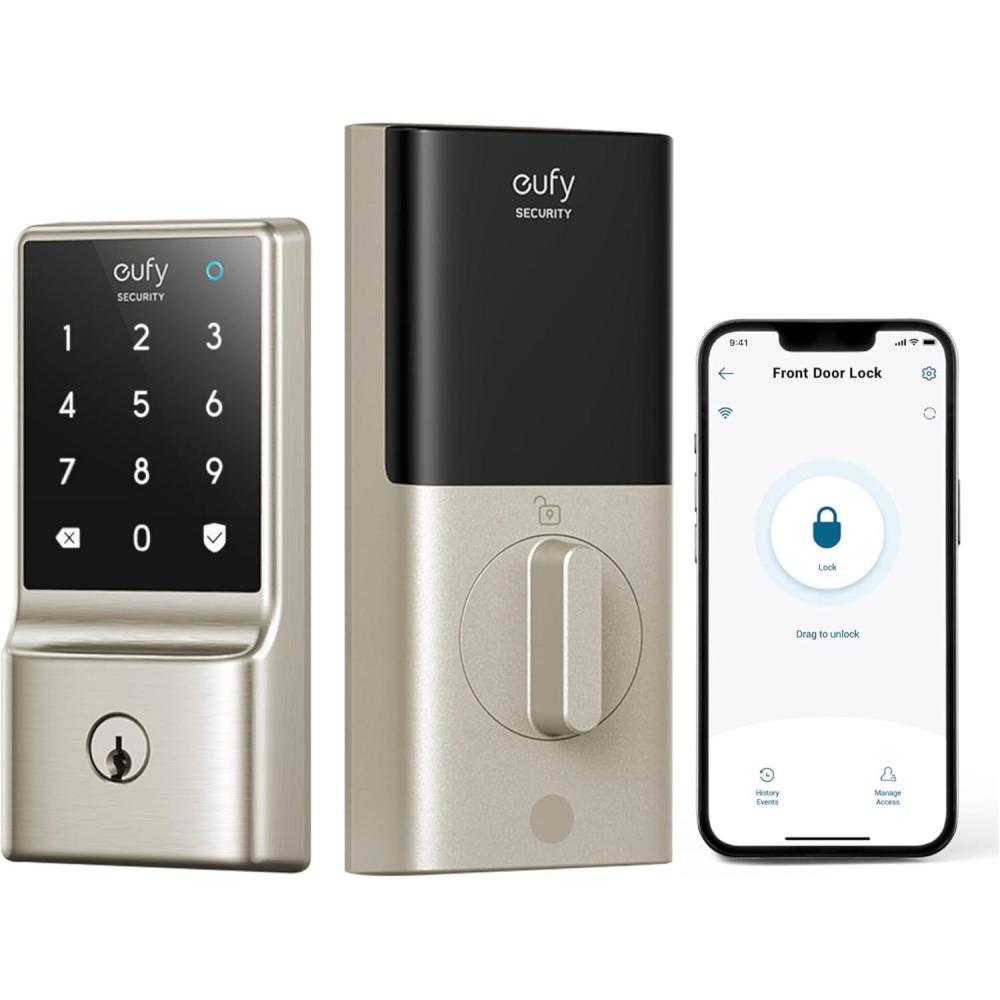 imageeufy Security Smart Lock C210 Keyless Entry Door Lock for Front Door Builtin WiFi Deadbolt No Bridge Required Easy Installation Touchscreen Keypad App Remote Control 4 AA Batteries NickelNickel