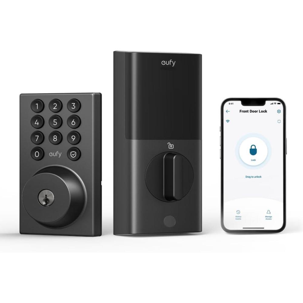 imageeufy Security Smart Lock C30 Keyless Entry Door Lock Builtin WiFi Keypad Deadbolt for Front Door No Bridge Required Easy Installation App Remote Control Reliable Power BHMA Grade 3Black