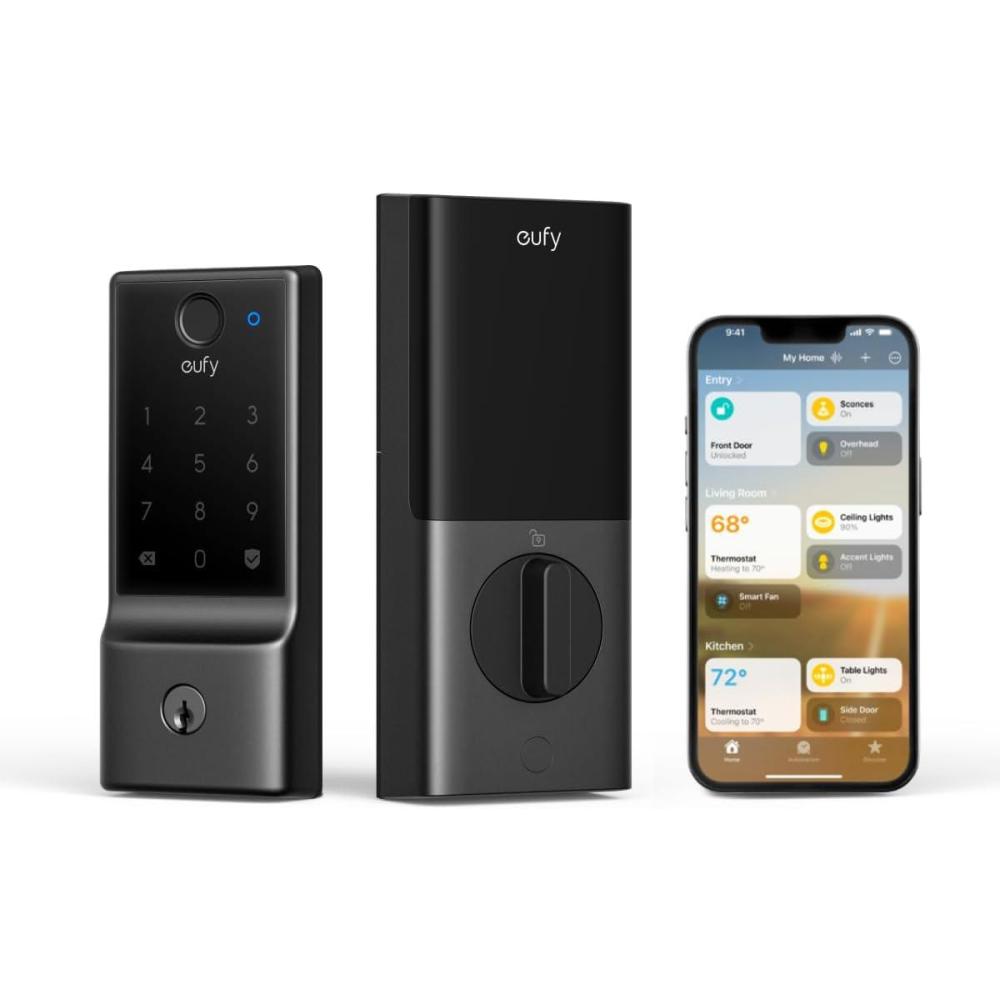 imageeufy Security Smart Lock E30 Fingerprint Keyless Entry Door Lock with Apple Home Ecosystem Builtin WiFi Deadbolt Smart Door Lock for Front Door or Back Supports Apple Home Alexa GoogleMatter WiFi Fingerprint 10000mAh battery
