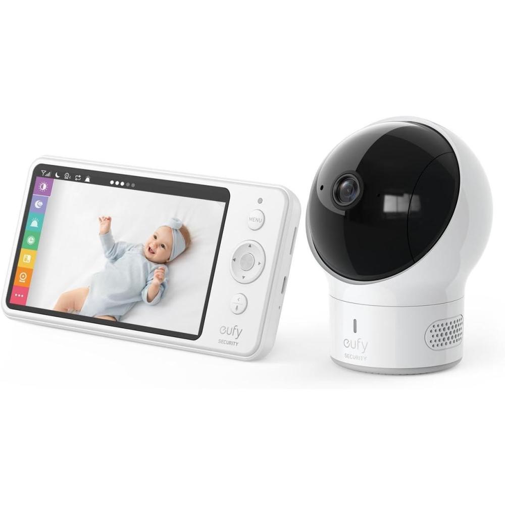 imageeufy Security Spaceview Video Baby Monitor E110 with Camera and Audio Security Camera 720p HD Resolution Night Vision 5quot Display 110 WideAngle Lens Included Lullaby Player Sound Alert
