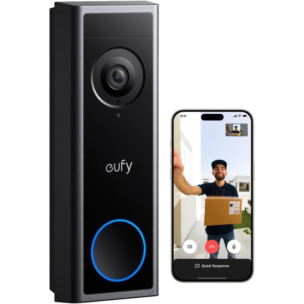 imageeufy Security Video Doorbell Camera C30 Battery Powered2K FHD165 UltraWide ViewEasy Installation Live Video Call AI Human Detection for People and PackagesHomeBase 3 CompatibleNo Monthly FeeBattery or Wired Doorbell