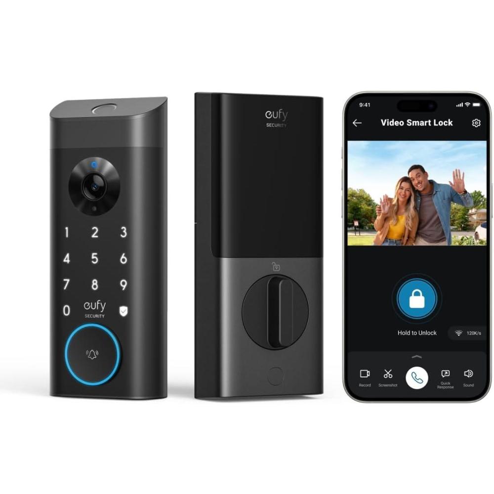 imageeufy Security Video Smart Lock E330 3in1 CameraDoorbellFingerprint Keyless Entry Door Lock Smart Builtin WiFi Deadbolt for Front Door Auto Lock App Remote Control Easy InstallationVideo Lock