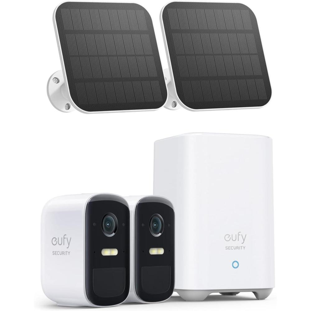 imageeufy Security eufyCam 2C 2Cam Kit with Solar Panel 2W Security Camera Wireless Outdoor Home Security System HomeKit Compatibility 1080p HD IP67 Night Vision Motion Only Alert No Monthly Fee2 cam packsolar panel