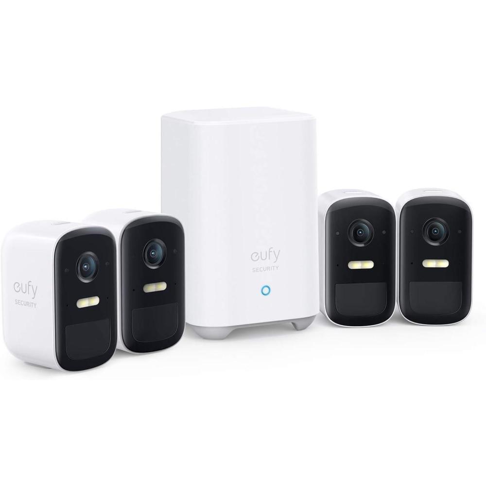 imageeufy Security eufyCam 2C 4Cam Kit Wireless Home Security System with 180Day Battery Life HomeKit Compatibility 1080p HD IP67 Night Vision No Monthly Fee Renewed