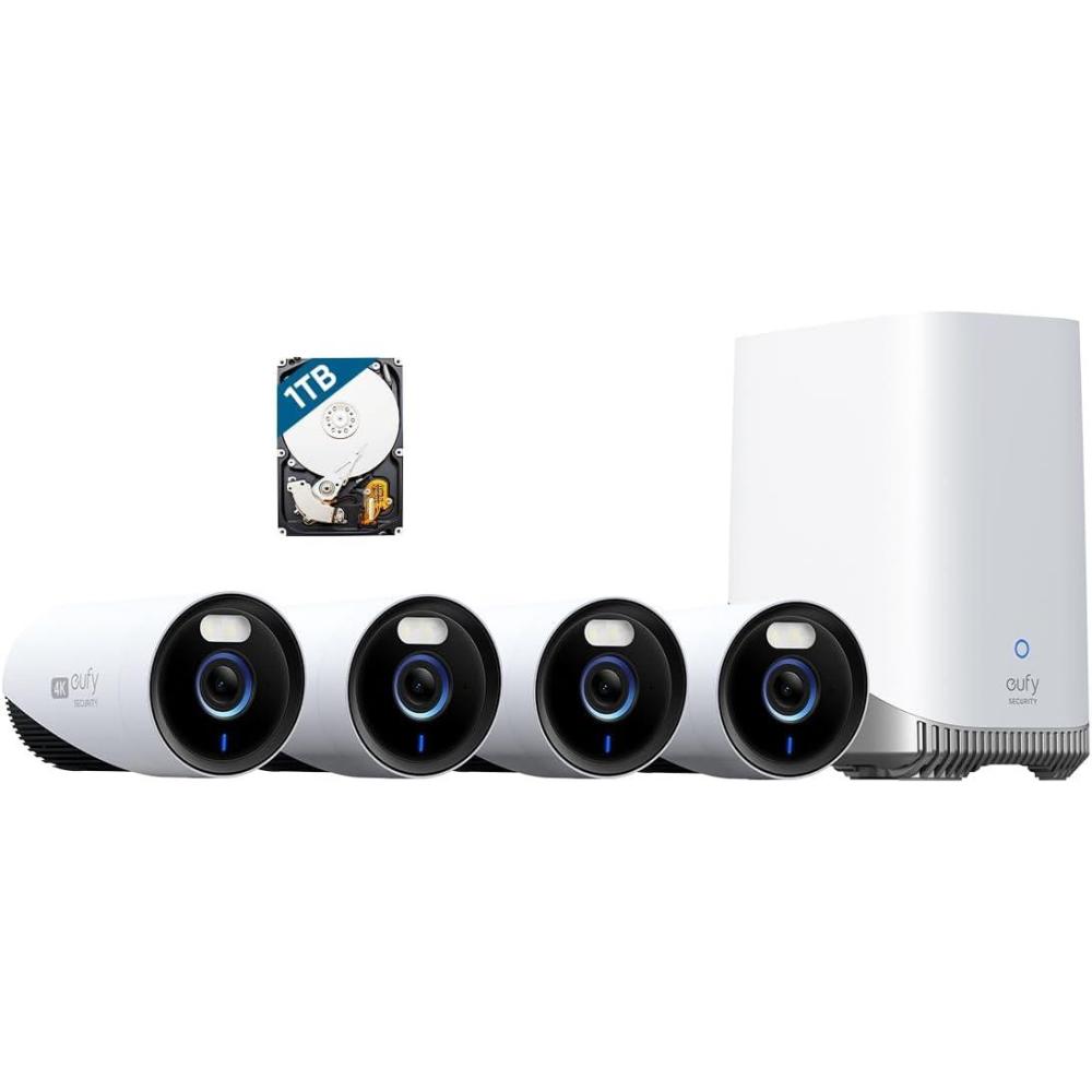 imageeufy Security eufyCam E330 Professional 4Cam Kit 4K Outdoor Security Camera System 247 Recording Plugin WiFi NVR 1TB Hard Drive Included 10CH Local Storage No Monthly Fee4 Camera Kit