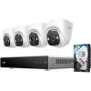 eufy PoE NVR Security System E41,24/7 Recording,Up to 16CH, 2TB HDD, 4 4K Turret Cams, Wired Outdoor Cam, 4K UHD, 122° FOV, Color Night Vision, AI Detection, Red and Blue Strobe(4 Turret Cams)