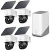eufy Security SoloCam S340, Solar Security Cameras Wireless Outdoor, Cameras for Home Security, 360° Pan & Tilt Surveillance, No Blind Spots, 2.4 GHz Wi-Fi, No Monthly Fee, HomeBase S380 Compatible(4-Cam Kit)