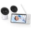 eufy Security, Video Baby Monitor with Camera and Audio, 2-Cam Kit, 720p HD, Ideal for New Moms, 5″ Display, 110° Wide-Angle Lens, Night Vision (Renewed)