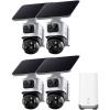 eufy Security eufyCam S4 4-Cam Kit, Solar Security Camera Wireless Outdoor, Triple Lens Bullet-PTZ Cam, 4K UHD, 360° Pan and Tilt, Auto Track, 8× Hybrid Zoom, Color Night Vision, Expandable Storage(4-Cam Kit)