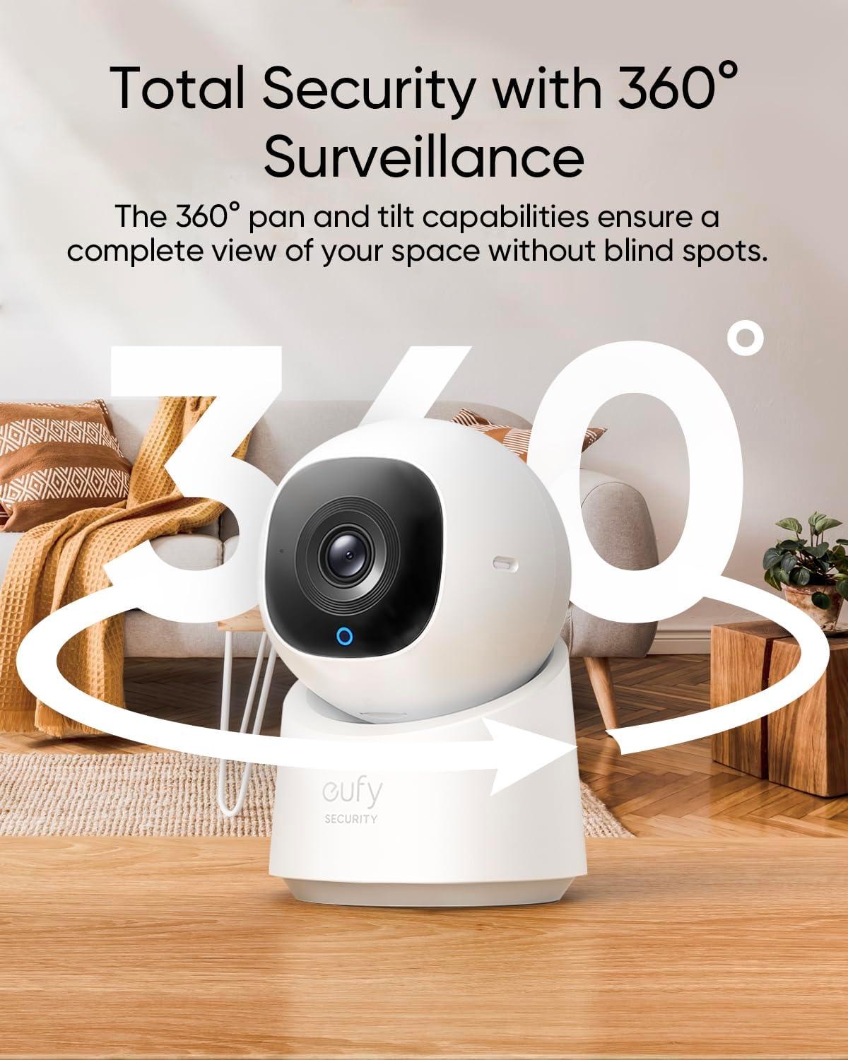 imageeufy Security Indoor Cam C220 2K Resolution Smart Security Camera with 360 coverage HumanMotion Detection AI Tracking Compatible with Alexa and Google Assistant Night Vision Renewed