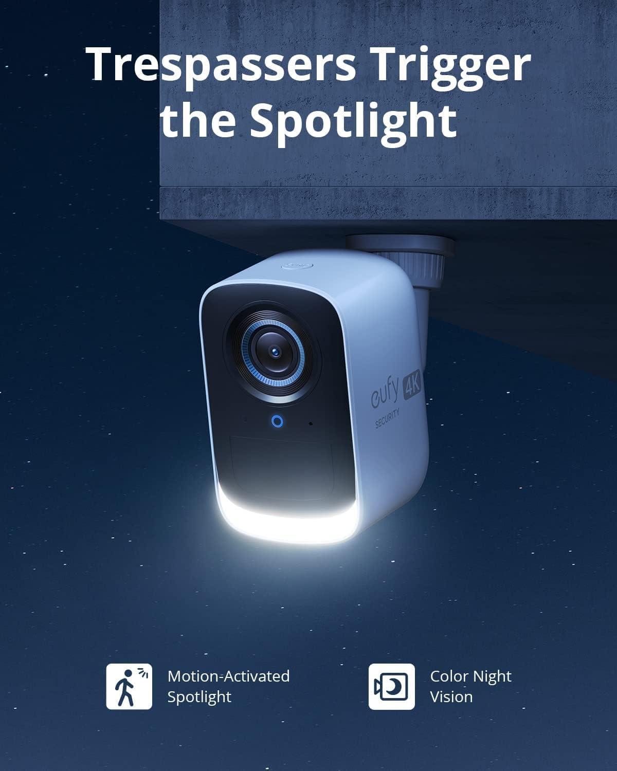 imageeufy Security eufyCam 3C 4Cam Kit Security Camera Outdoor Wireless 4K Camera Expandable Local Storage up to 16TB Face Recognition AI Spotlight Color Night Vision No Monthly Fee Renewed