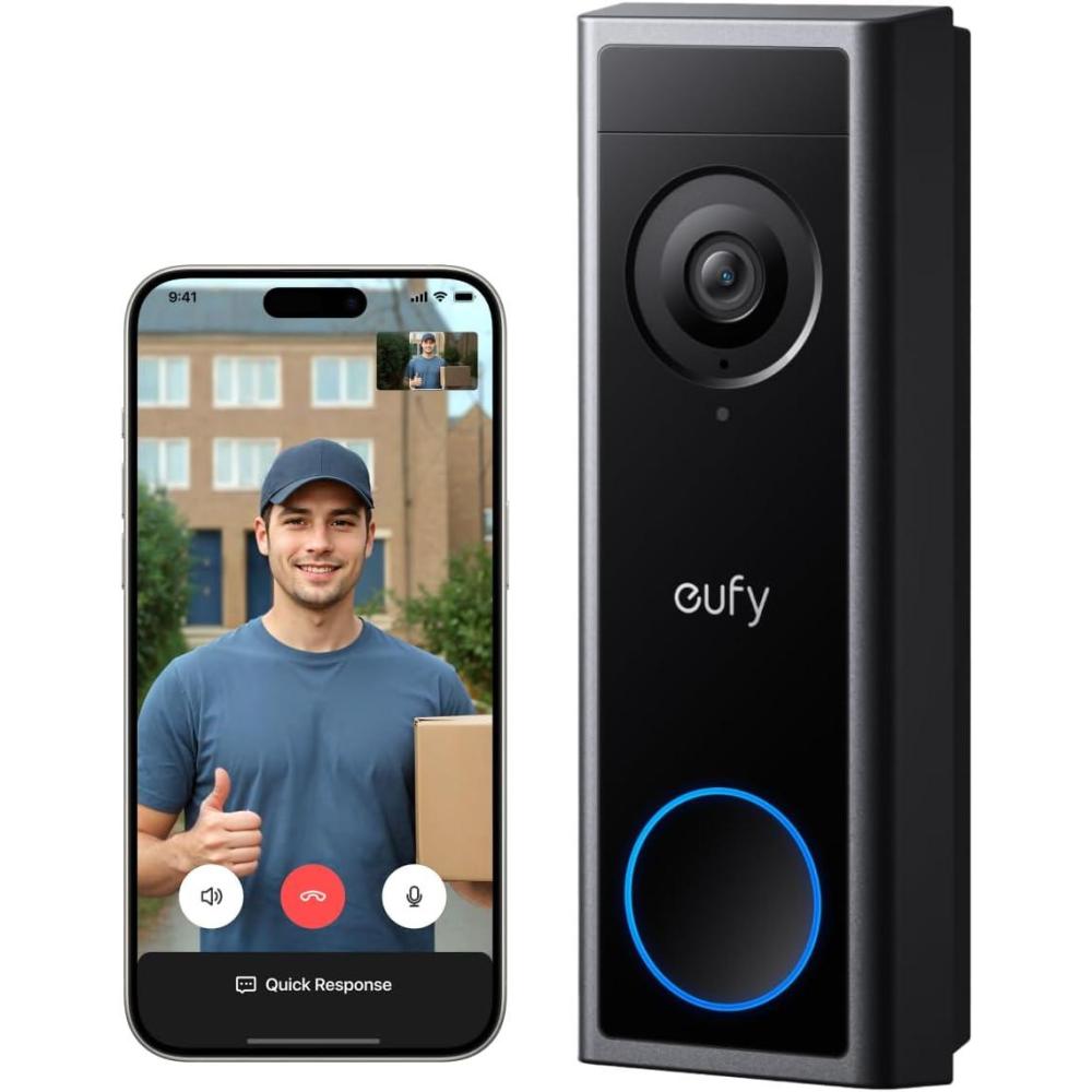 imageeufy Security Video Doorbell Camera C31 2K FHD Battery or Hardwire Powered Easy to Install QuickRelease Battery Live Video Call 247 Recording Human ampamp Motion Detection No Monthly Fee Renewedbattery only