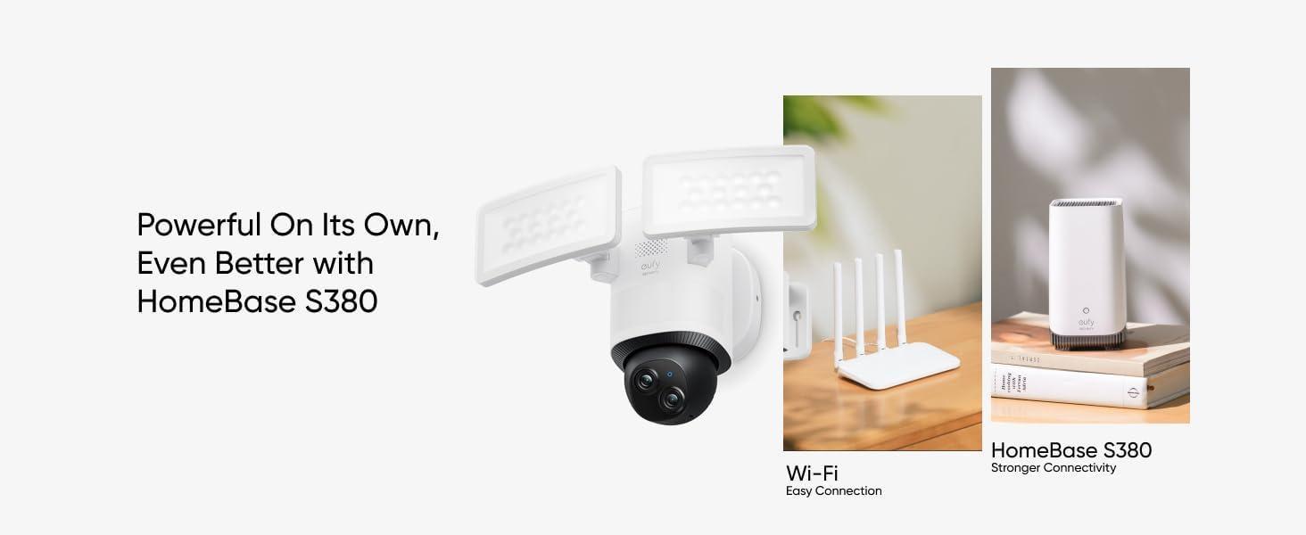 image:imageeufy Security Floodlight Wired Camera E340 2kitHomebase3 Security Camera Outdoor 355 Pan amp Tilt 247 Recording 2000 LM Motion Detection Builtin Siren Dual Cam No Monthly Feefloodlightcam 2kit