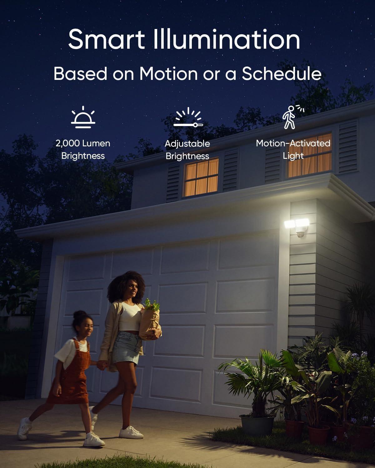 image:imageeufy Security Floodlight Wired Camera E340 2kitHomebase3 Security Camera Outdoor 355 Pan amp Tilt 247 Recording 2000 LM Motion Detection Builtin Siren Dual Cam No Monthly Feefloodlightcam 2kit