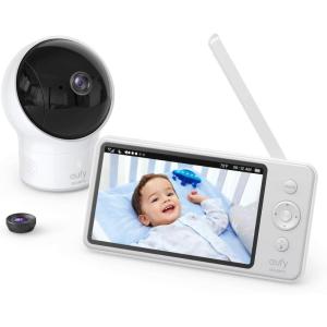 eufy Security Baby Monitor Spaceview E110 with Security Camera and 2-Way Audio, 720p HD Resolution, Night Vision, 5″ Display, 110° Wide-Angle Lens Included, Lullaby Player, Sound Alert (Renewed)