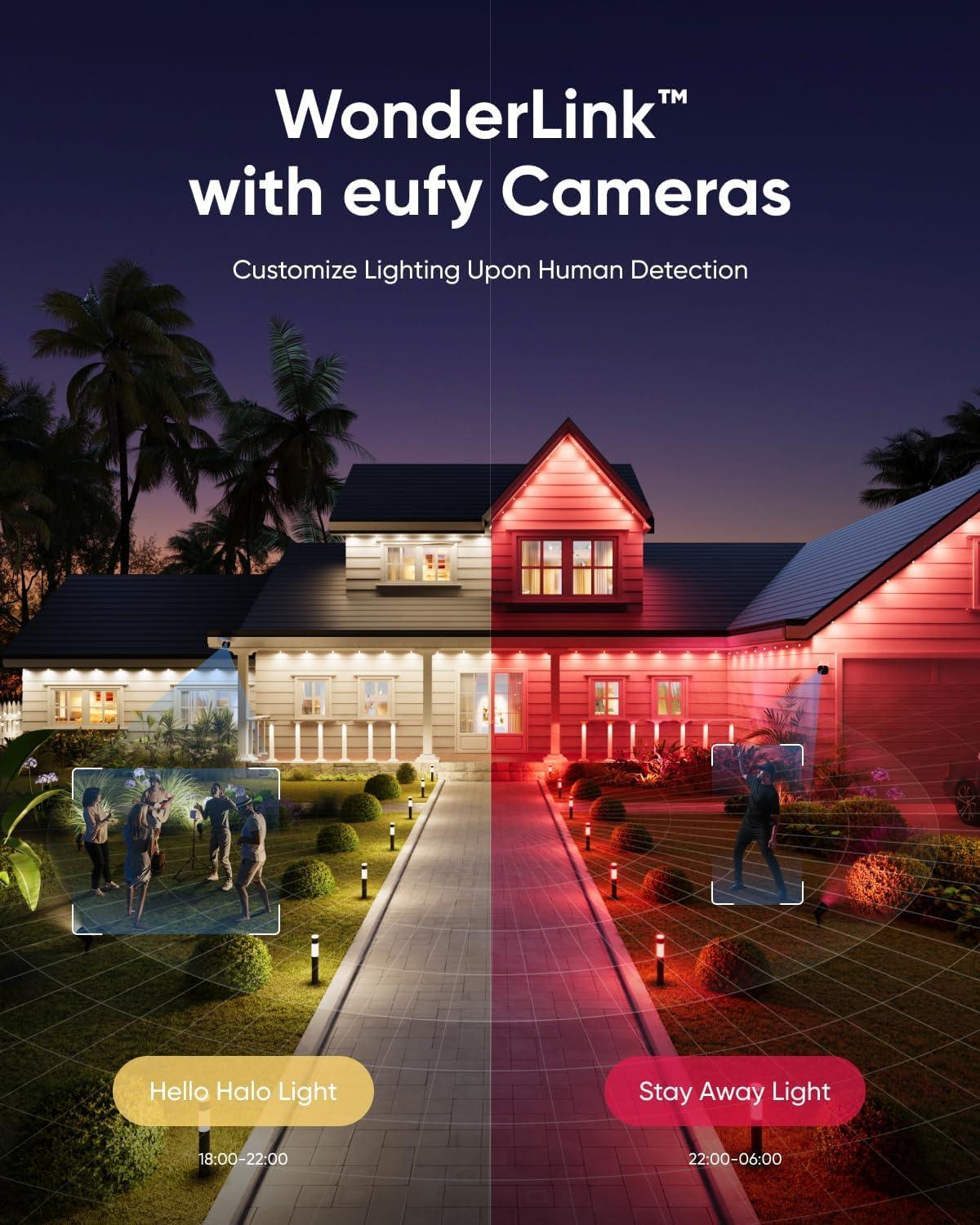 image:imageeufy Outdoor Pathway Lights E10 4Pack Smart Wired RGBWW LED Landscape Lights 350lm IP65 Waterproof for Yard Work with Alexa Endless AI Light Themes for Christmas Halloween Link with Cameras