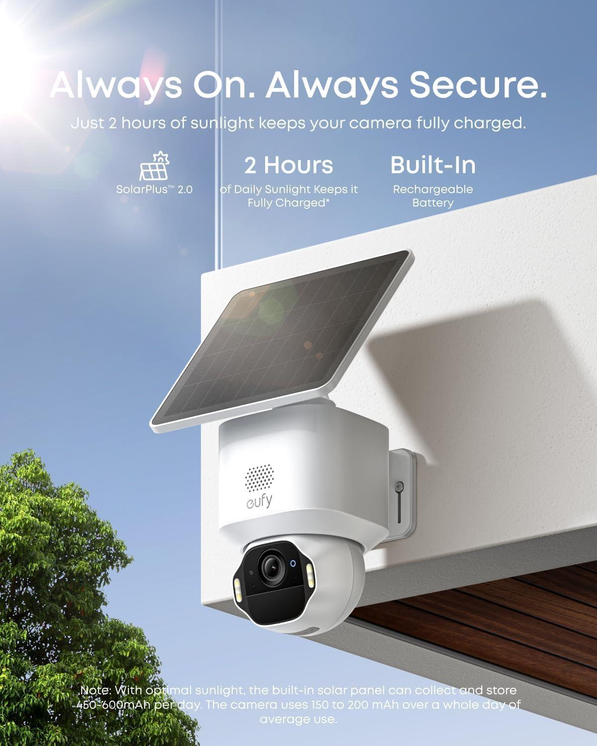 image:imageeufy SoloCam E42 4K Security Camera Wireless Outdoor Solar Powered AI Motion Tracking Strobe Light Pan amp Tilt Facial Recognition Up to 16 TB Smart Home CompatibleSolo Cam