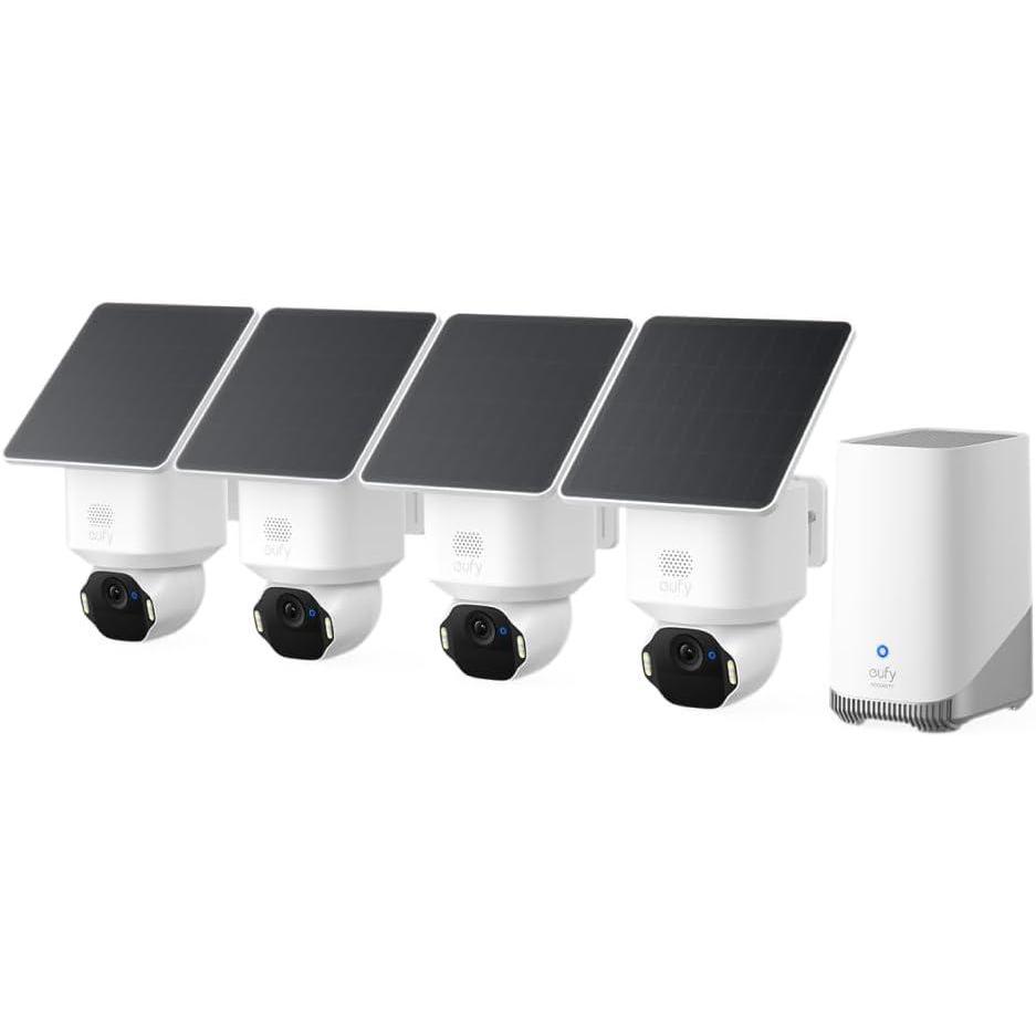 image:imageeufy SoloCam E42 4K Security Camera Wireless Outdoor Solar Powered AI Motion Tracking Strobe Light Pan amp Tilt Facial Recognition Up to 16 TB Smart Home Compatible4Cam Kit
