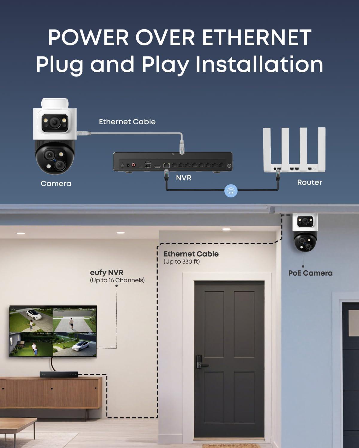 image:imageeufy 4K NVR Security Camera System S4 Max 4TB HDDPower Over Ethernet Wired 247 Recording Triple Lens BulletPTZ Cam 360 PTZ Up to 16CH CrossCam Tracking 8 Auto Zoom Smart Video Search4 BulletPTZ Cams w4TB
