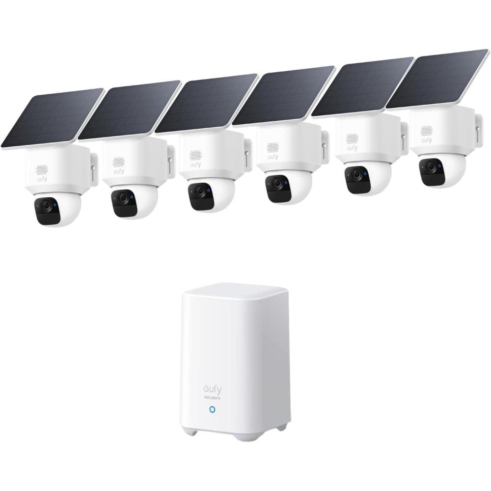 image:imageeufy Security SoloCam E30 6Cam Kit Security Cameras Wireless Outdoor Solar Camera Outdoor Wireless 360 Pan AI Tracking 2K Clarity No Monthly Fee