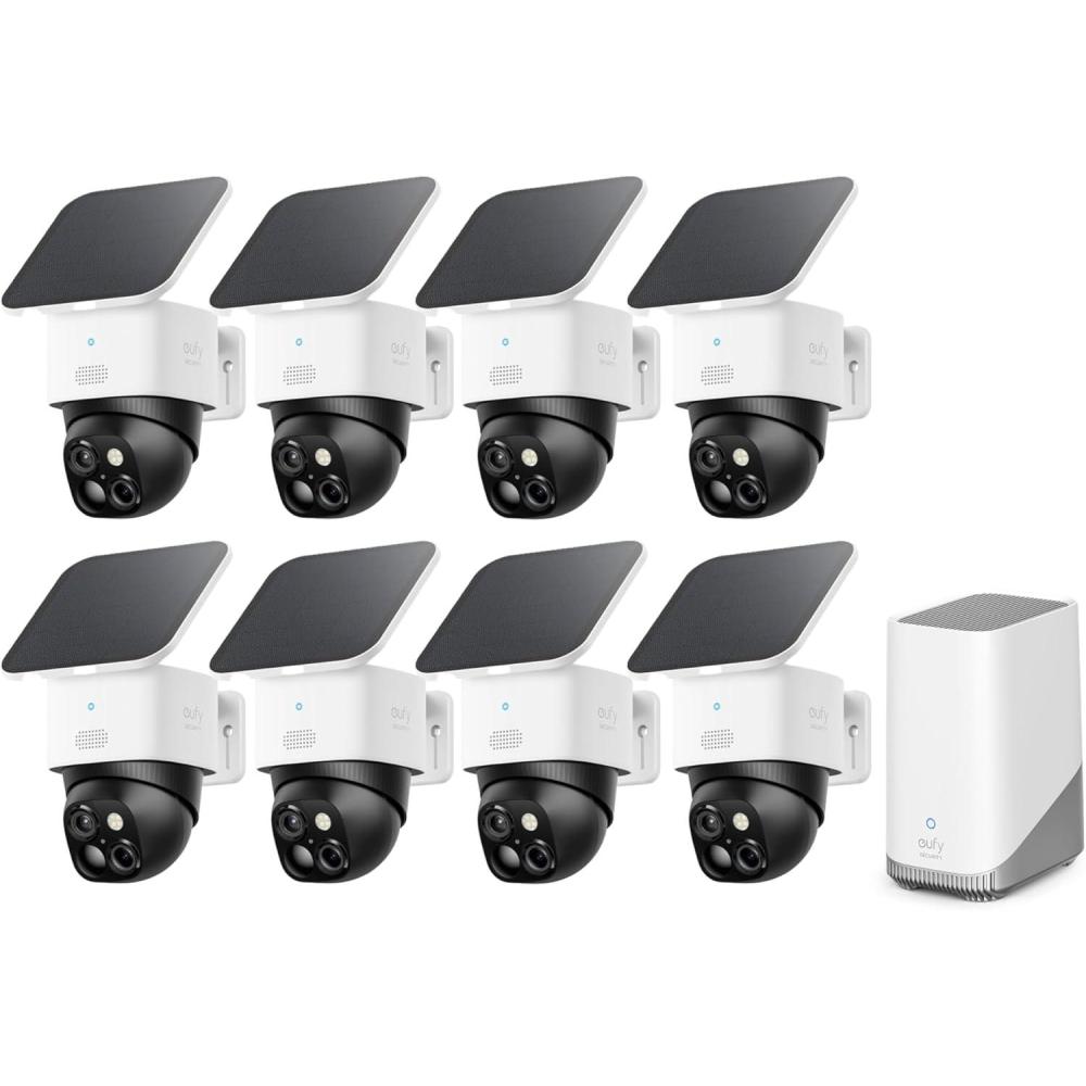 image:imageeufy Security SoloCam S340 8Cam Kit HomeBase S380 Solar Security Camera Wireless Outdoor Camera 360 Pan and Tilt Surveillance No Blind Spots 24 GHz WiFi No Monthly Fee