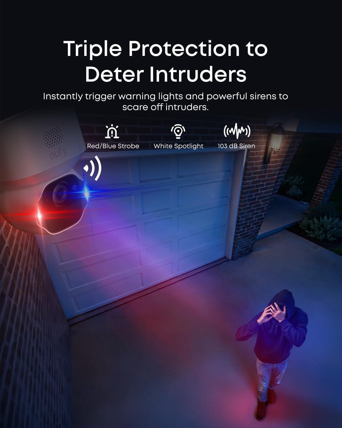 image:imageeufy Security SoloCam E42 8Cam Kit HomeBase S380 4K Security Camera Wireless Outdoor Solar Powered AI Motion Tracking Strobe Light Pan amp Tilt Facial Recognition Local Storage Up to 16 TB