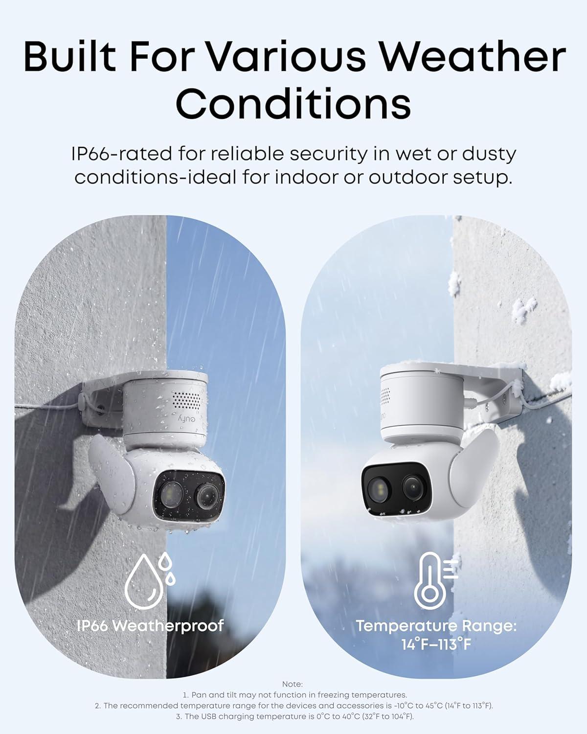 image:imageeufy Security Wired Cam C31 2Pack IndoorOutdoor Camera IP66 360 Coverage wPanampTilt 247 Recording Auto Tracking No Subscription Color Night Vision AI HumanVehiclePetCry Detection2pack