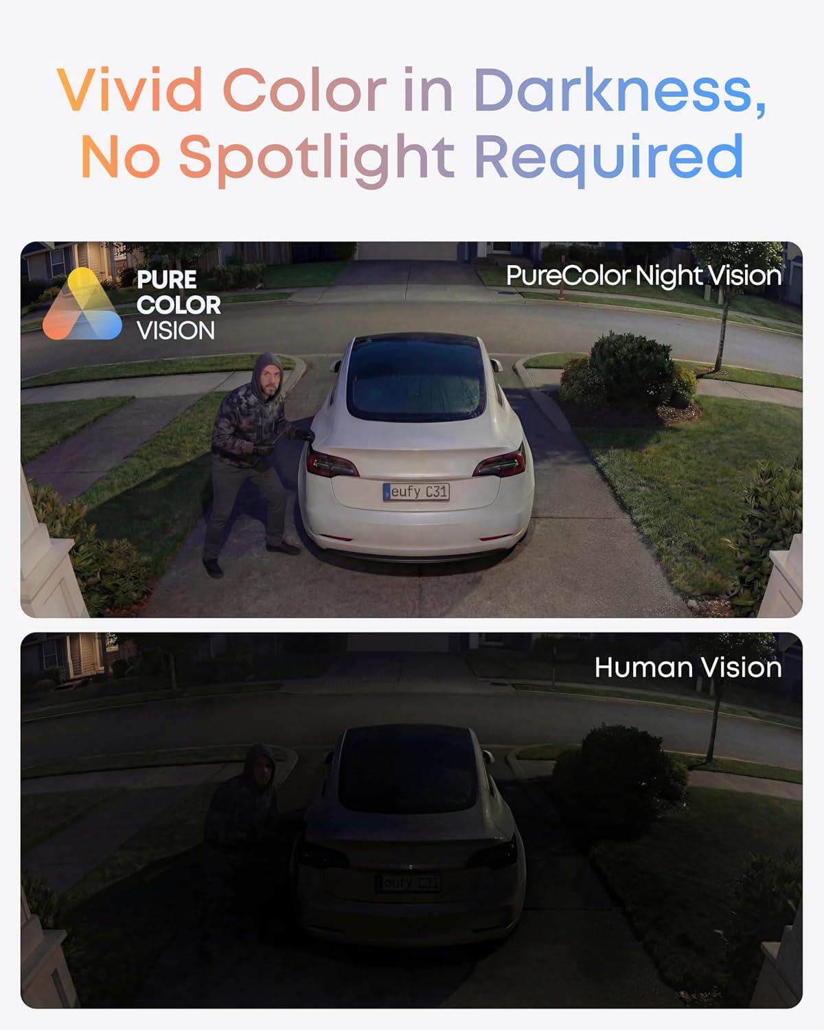 image:imageeufy Security Wired Cam C31 2Pack IndoorOutdoor Camera IP66 360 Coverage wPanampTilt 247 Recording Auto Tracking No Subscription Color Night Vision AI HumanVehiclePetCry Detectionsolo